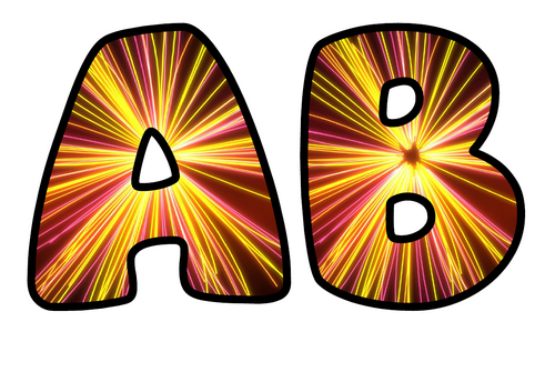 Neon Burst Ember Alphabet Display Pack | Printable Bubble Letters A-Z and 0-9