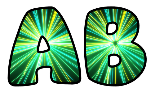 Neon Burst Jungle Bubble Letters | Bulletin Board Letters | Printable A-Z and 0-9
