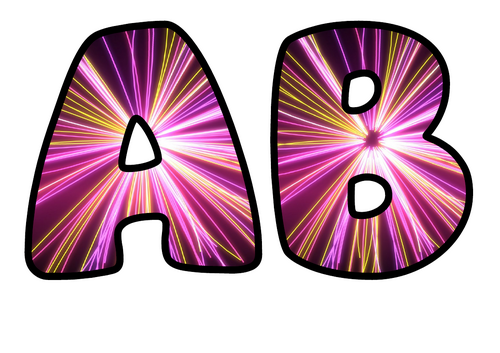 Neon Burst Rose Display Lettering | Bubble Letters A-Z and 0-9 | Classroom Decor