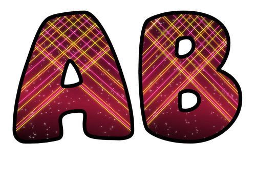 Neon Lattice Sunset Alphabet Display Pack | Printable Bubble Letters A-Z and 0-9
