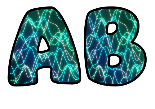 Neon Ribbon Glow Alphabet Display Pack | Printable Bubble Letters A-Z and 0-9