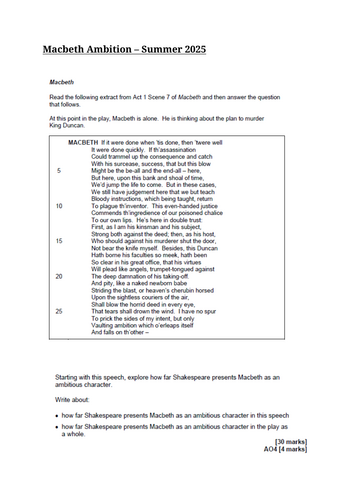 Macbeth Grade 9 Essay - Ambition