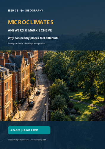 ISEB CE 13+ Geography Microclimates Workbook & Mark Scheme | Ages 11–13