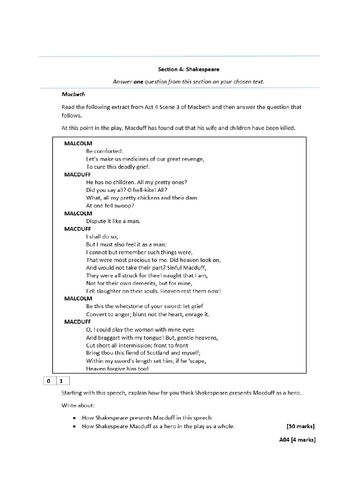 Macbeth Essay AQA Grade 9 GCSE Macduff as a Hero