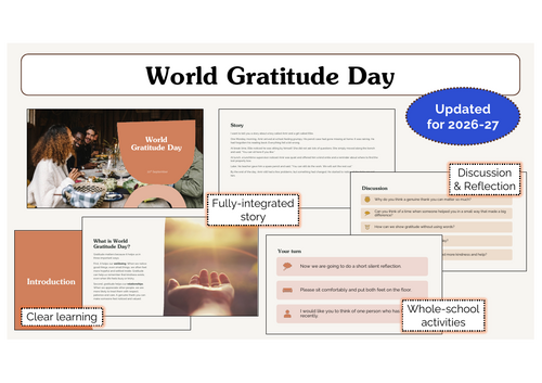 World Gratitude Day Assembly | KS1 & KS2 | Updated for 2026-27