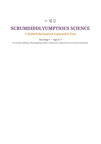 Roald Dahl Science Experiments | KS1 | Years 1–2 | Updated for 2026–27