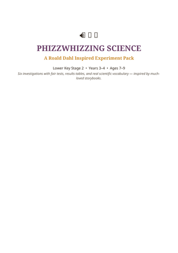 Roald Dahl Science Experiments | LKS2 | Years 3–4 | Updated for 2026–27