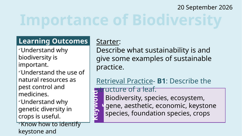 OCR AAQ in Applied Science- Environmental Studies: Importance of Maintaining Biodiversity