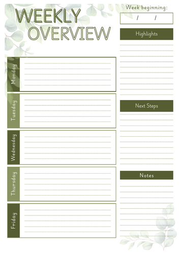 SEND Weekly Overview Page