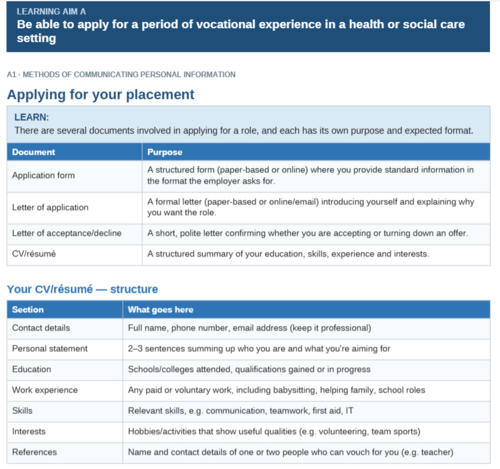 BTEC Level 2 Health & Social Care Unit 5 Vocational Experience | 25-Page Editable Student Workbook