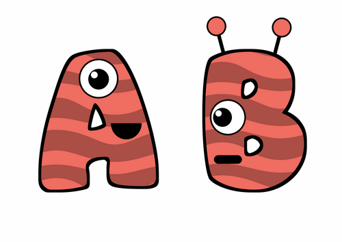Coral Striped Monsters Bubble Letters | Bulletin Board Letters | Classroom Display Pack