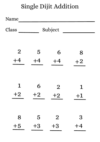 Single Digit Addition Worksheets – 42 Pages