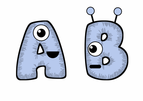 Pastel Cornflower Furry Monsters Bubble Letters | Bulletin Board Letters | Classroom Display Pack
