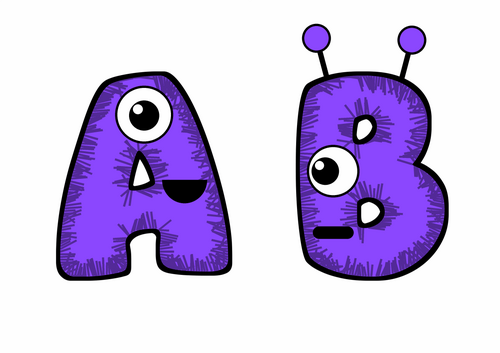 Neon Violet Furry Monsters Bubble Letters | Bulletin Board Letters | Classroom Display Pack
