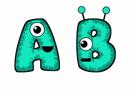 Neon Turquoise Furry Monsters Bubble Letters | Bulletin Board Letters | Classroom Display Pack