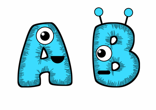 Neon Cyan Furry Monsters Bubble Letters | Bulletin Board Letters | Classroom Display Pack