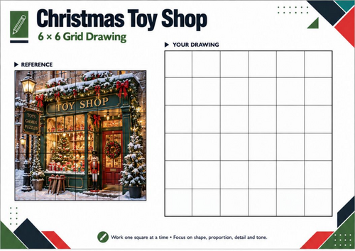 Christmas Toy Shop – Festive Grid Drawing Worksheet