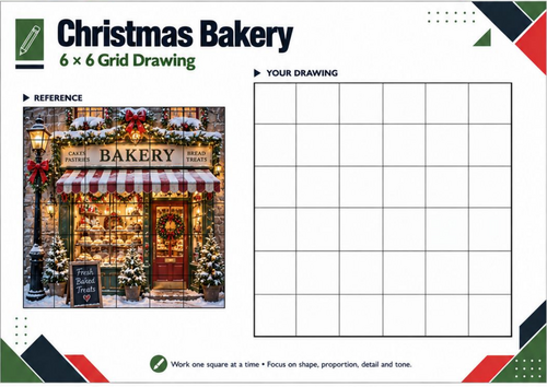 Christmas Bakery – Festive Grid Drawing Worksheet
