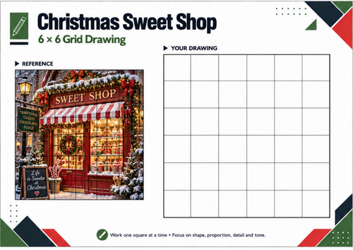 Christmas Sweet Shop – Festive Grid Drawing Worksheet