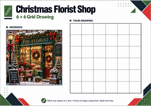 Christmas Florist Shop – Festive Grid Drawing Worksheet