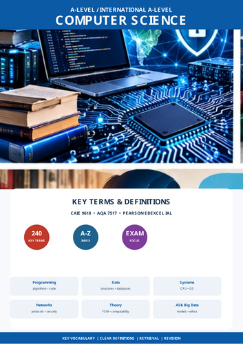 A-Level Computer Science | 240 Key Terms & Definitions | CAIE AQA Pearson Edexcel | 112 Pages