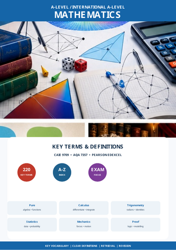 A-Level Mathematics | 220 Key Terms & Definitions | CAIE AQA Pearson Edexcel | 103 Pages
