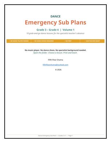 Dance Emergency Sub Plans VOLUME 1 | 3rd–4th Grade
