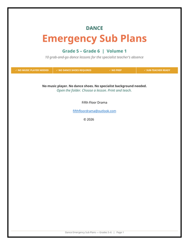 Dance Emergency Sub Plans VOLUME 1 | 5th–6th Grade