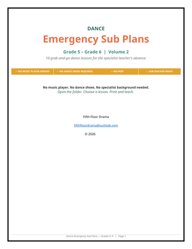 Dance Emergency Sub Plans VOLUME 2 | 5th–6th Grade