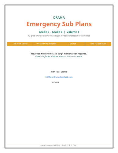 Drama Emergency Sub Plans VOLUME 1 | 5th–6th Grade
