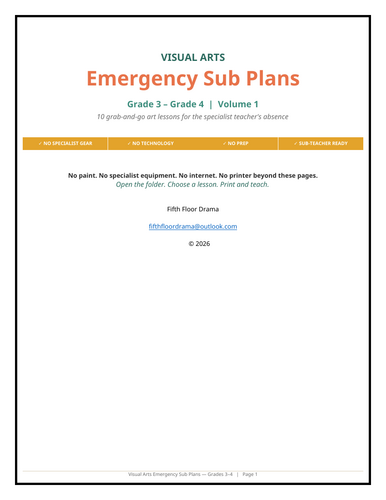 Visual Arts Emergency Sub Plans VOLUME 1 | 3rd–4th Grade