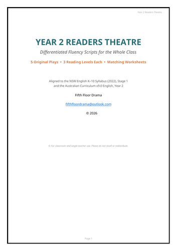Year 2 Readers Theatre Scripts | Differentiated Fluency Plays & Worksheets