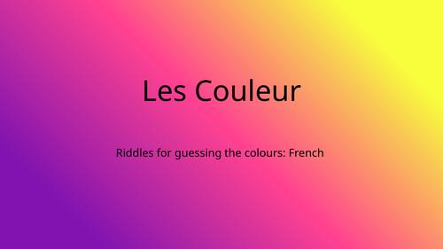 Colours Riddle - French Answers