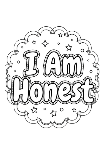 I Am Honest Coloring Pages & Lined Writing Paper | Positive Affirmation Pack