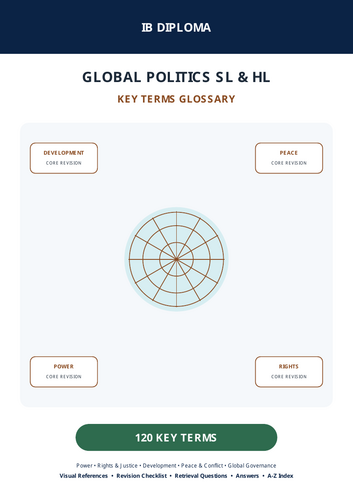 IB Diploma Global Politics SL & HL Key Terms Glossary | Power Rights Development Peace + Answers