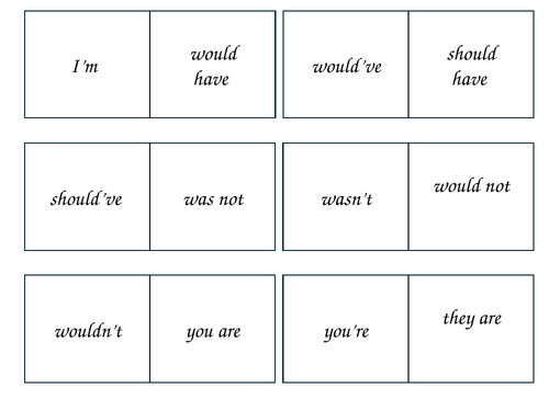 Contractions dominoes game