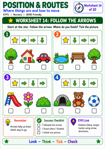 Positional Language Worksheets | 20 Early Years Maths Activities | Ages 5–7