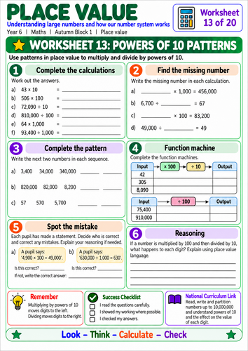 Year 6 Place Value Worksheets | Powers of 10, Rounding, Number Lines & Reasoning