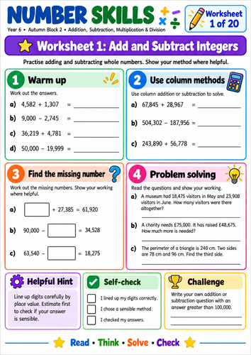 Addition, Subtraction, Multiplication & Division Worksheets | KS2 Maths Practice