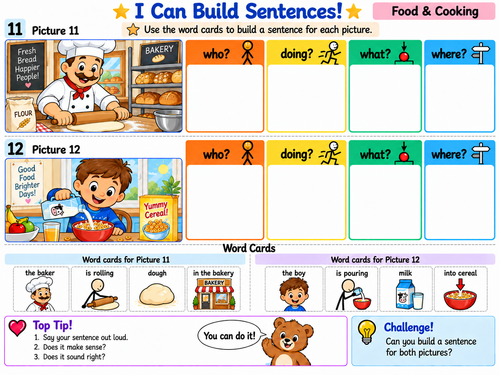 Colourful Semantics Food & Cooking | Sentence Building | SEND Speech & Language