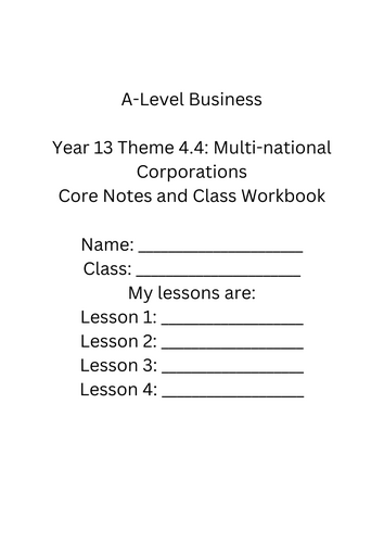 Edexcel A-Level Business Theme 4 Complete Resources