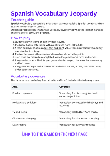 Claro 2 - Online Jeopardy Game (interactive)