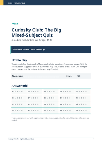Three Ready-to-Run Classroom Quiz Packs