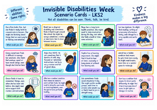 Invisible Disabilities Week LKS2 Scenario Cards | Inclusion & Empathy | Updated for 2026-27