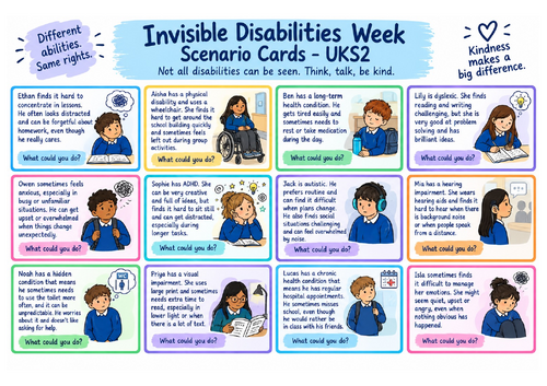 Invisible Disabilities Week UKS2 Scenario Cards | Inclusion & Empathy | Updated for 2026-27
