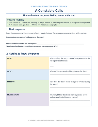 Seamus Heaney Worksheets