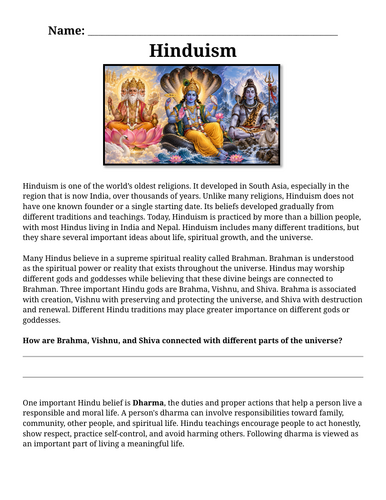 Hinduism Assignment "Chunked"