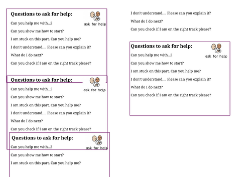 Question Starters to ask for help