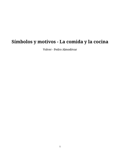 Volver – Pedro Almodóvar – Symbols and Motifs: Food and Cooking