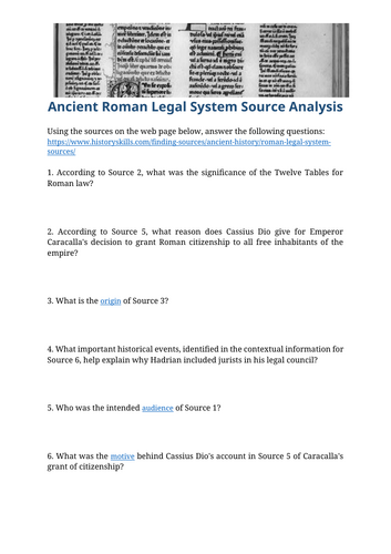 Ancient Roman Legal System Source Analysis